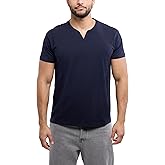 X RAY Men's Notch T-Shirt, Soft Cotton Short Sleeve Slim Fit Basic Split V Neck T Shirts for Men