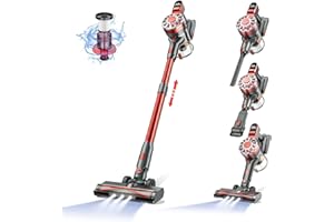 WLOTPO Vacuum Cleaners for Home,Cordless Vacuum Cleaner with Powerful Suction,Cordless Stick Vacuum Cleaner Rechargeable Vacuum Up to 35 Mins Runtime,Lightweight Hardwood Floor Vacuum(Red)
