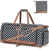 Lekesky Foldable Travel Duffel Bag for Women, 80L Large Duffle Bag with Separate Shoes Compartments & Straps, Carry On Weekend Bag for Women, Hospital, Overnight(Polka Dots)
