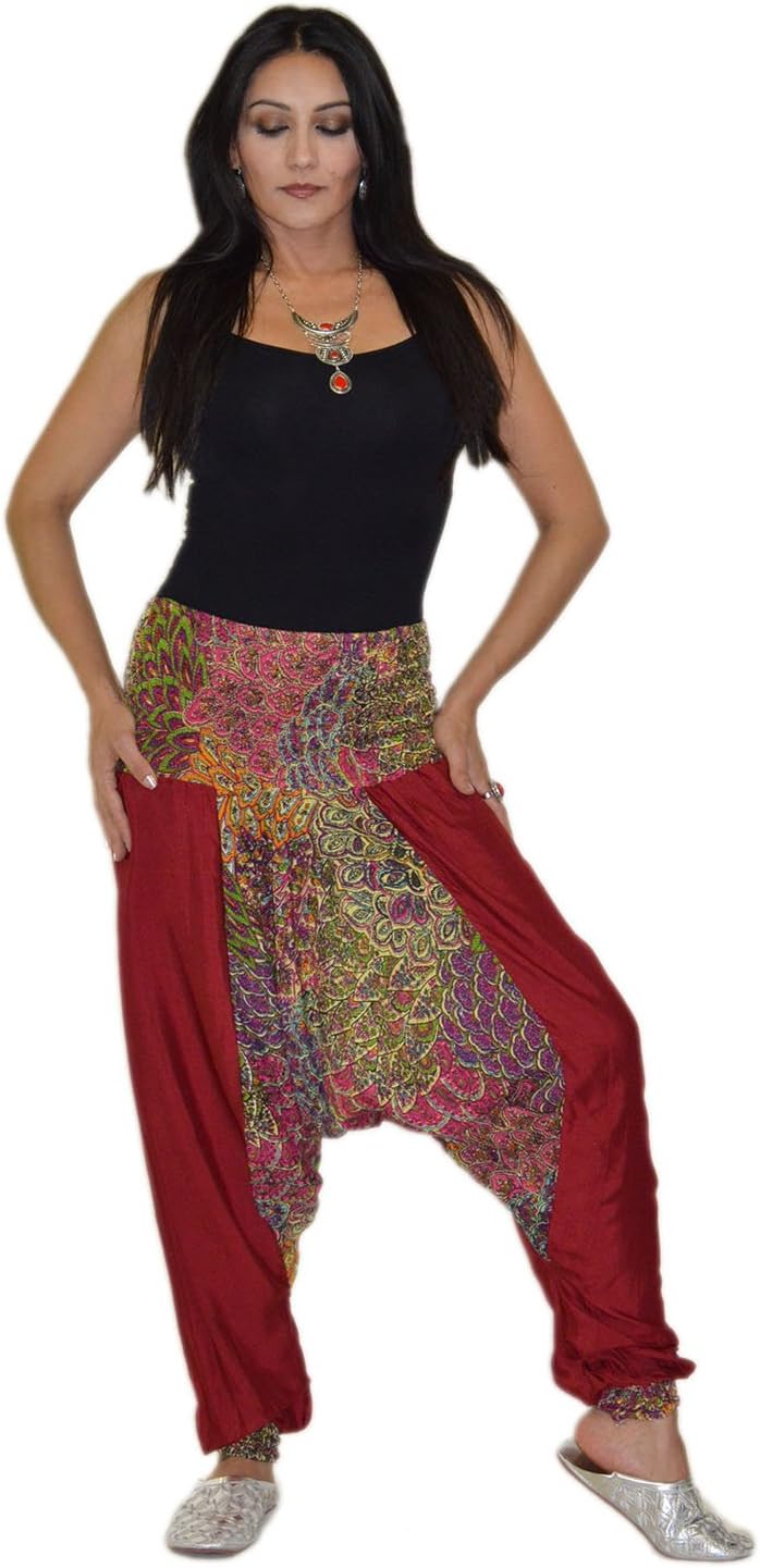 B01HDZOX16Hippie Moroccan Harem Gypsy Jumpsuit Yoga Belly Alibaba Pants Trousers Small to Large