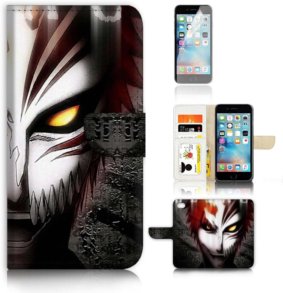 ( For iPhone 6 / iPhone 6S ) Flip Wallet Case Cover and Screen Protector Bundle A20490 Bleach Ichigo