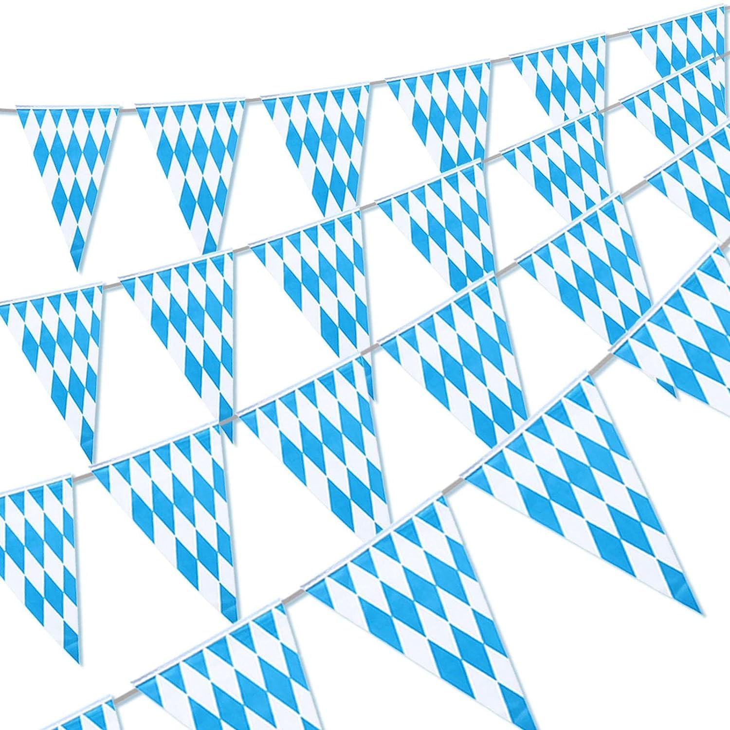 MFUOE Oktoberfest Bavarian Bunting Pennant Banner Blue and White Oktoberfest Pennant Party Supplies for Indoor Outdoor Parties (1)