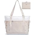 BAGSMART Travel Tote Bag for Women, Foldable Beach Bag With Zipper, 30L Large Gym Tote for Everyday