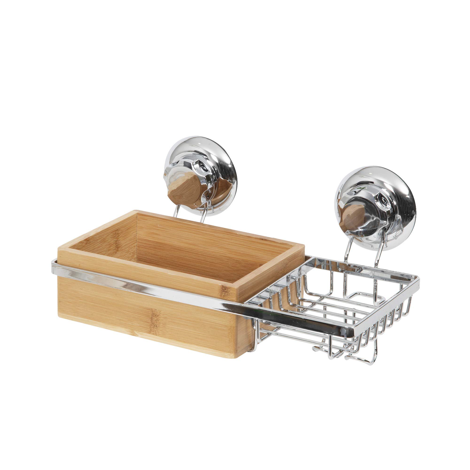 Compactor Bestlock Spa Rack With Soap Holder - Natural Bamboo and Chromium Steel - Easy Installation