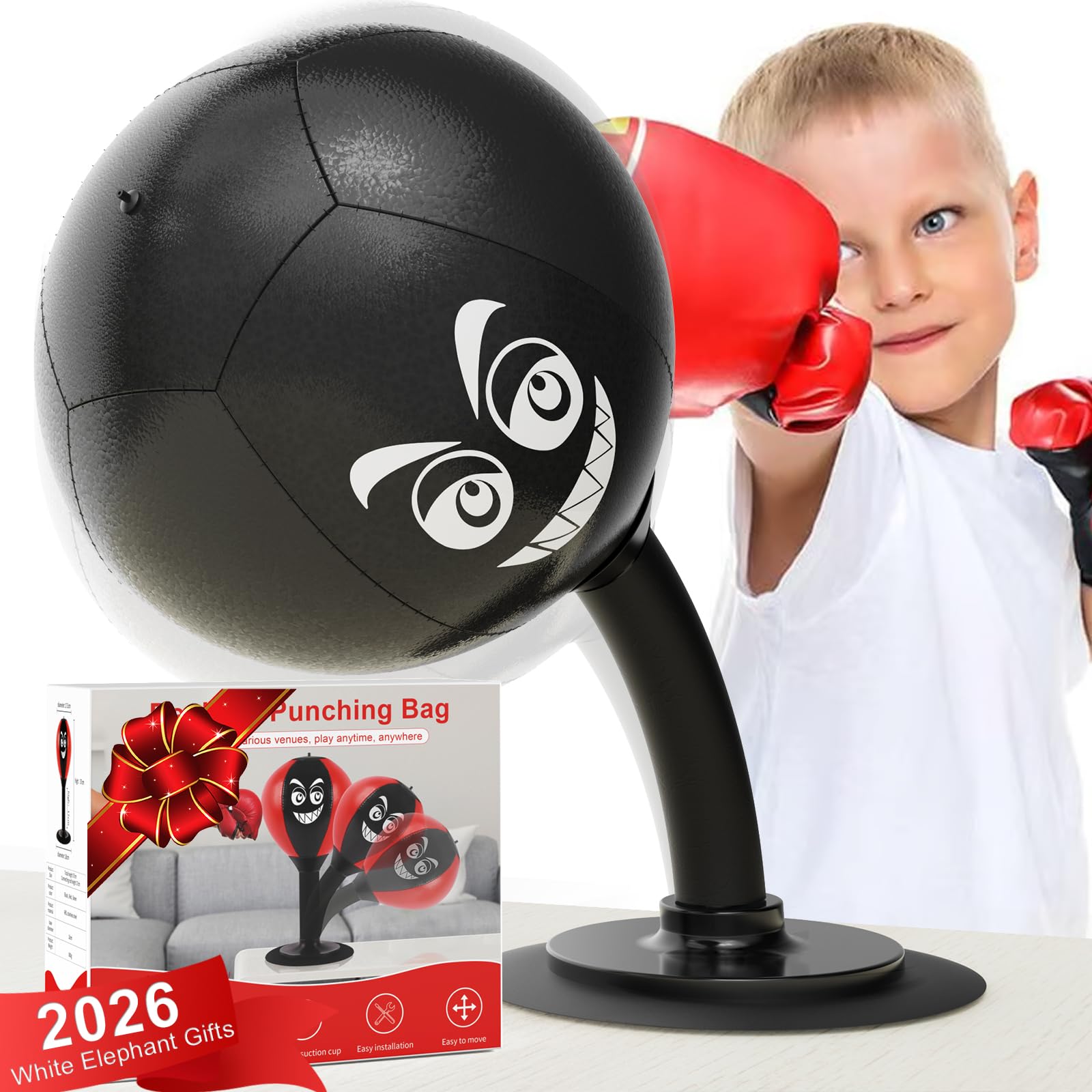 Photo 1 of **MISSING PARTS**HZG Desktop Punching Bag, Stress Buster with Suction Cup for Office Table and Counters, Heavy Duty Stress Relief Ball, Desk Boxing Punch Ball, Funny Toys Punching Bag for Kids Coworkers and Friends