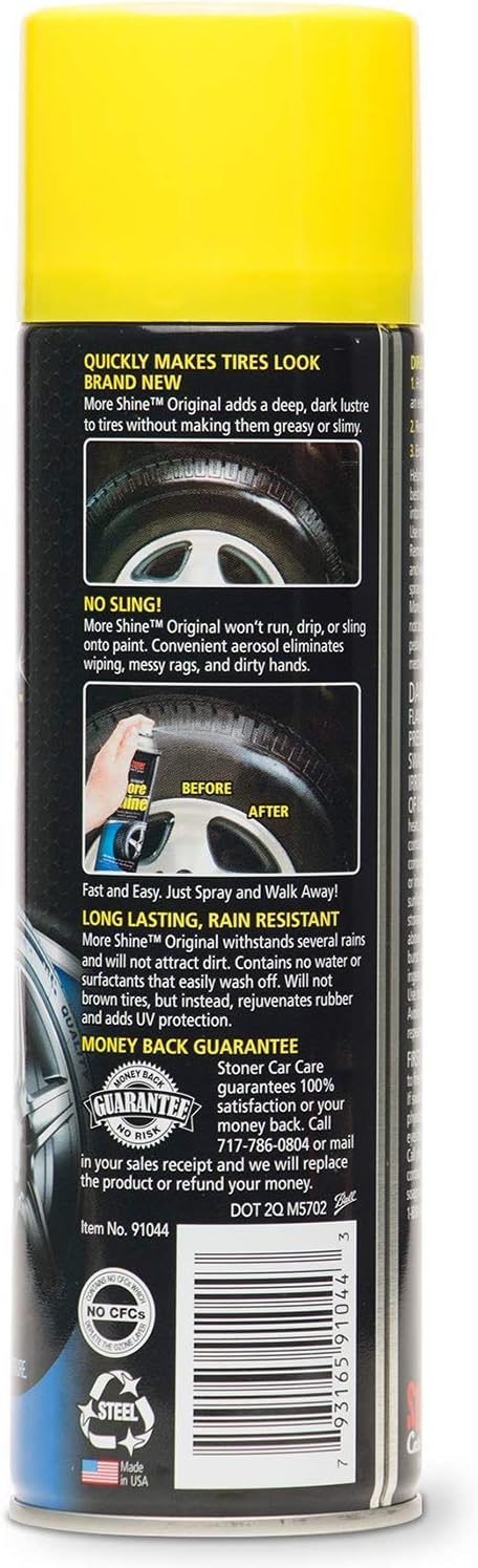 Stoner Car Care 91044 12-Ounce More Shine Original Tire Dressing Spray for Tire and Wheel Care and Long Lasting Tire Shine Rain Resistant Make Faded Tires Look New, Pack of 1: Automotive