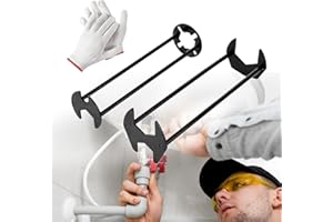 Yinrikom 2Pcs Multifunctional Basin Wrench, 7 Sizes Universal Under Sink Plumbers Tool, Four-Jaw Hex Wrench for Faucet Instal