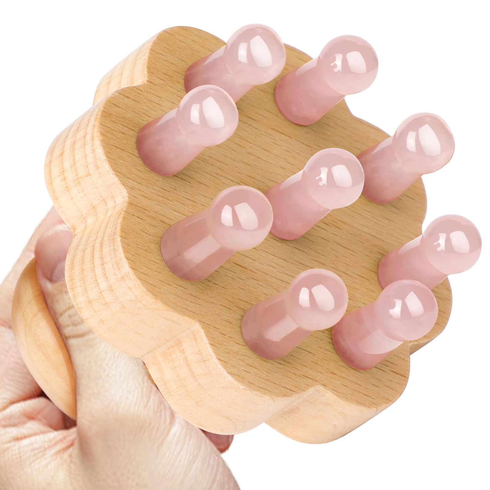 Photo 1 of ideayard Scalp Massager,Head Scalp Comb,Rose Quartz Tooth-Wooden Comb for Head Stress Relax Massage Tool for Hair Growth Relieve Headaches