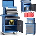 Tool Chest 7-Drawer | 40'' Large Rolling Tool Chest with Wheels | Detachable Top Metal Tool Box | Garage Storage Cabinet for Repair Room,Warehouse | Rolling Tool Box with Hooks,Liners,Tray Divider