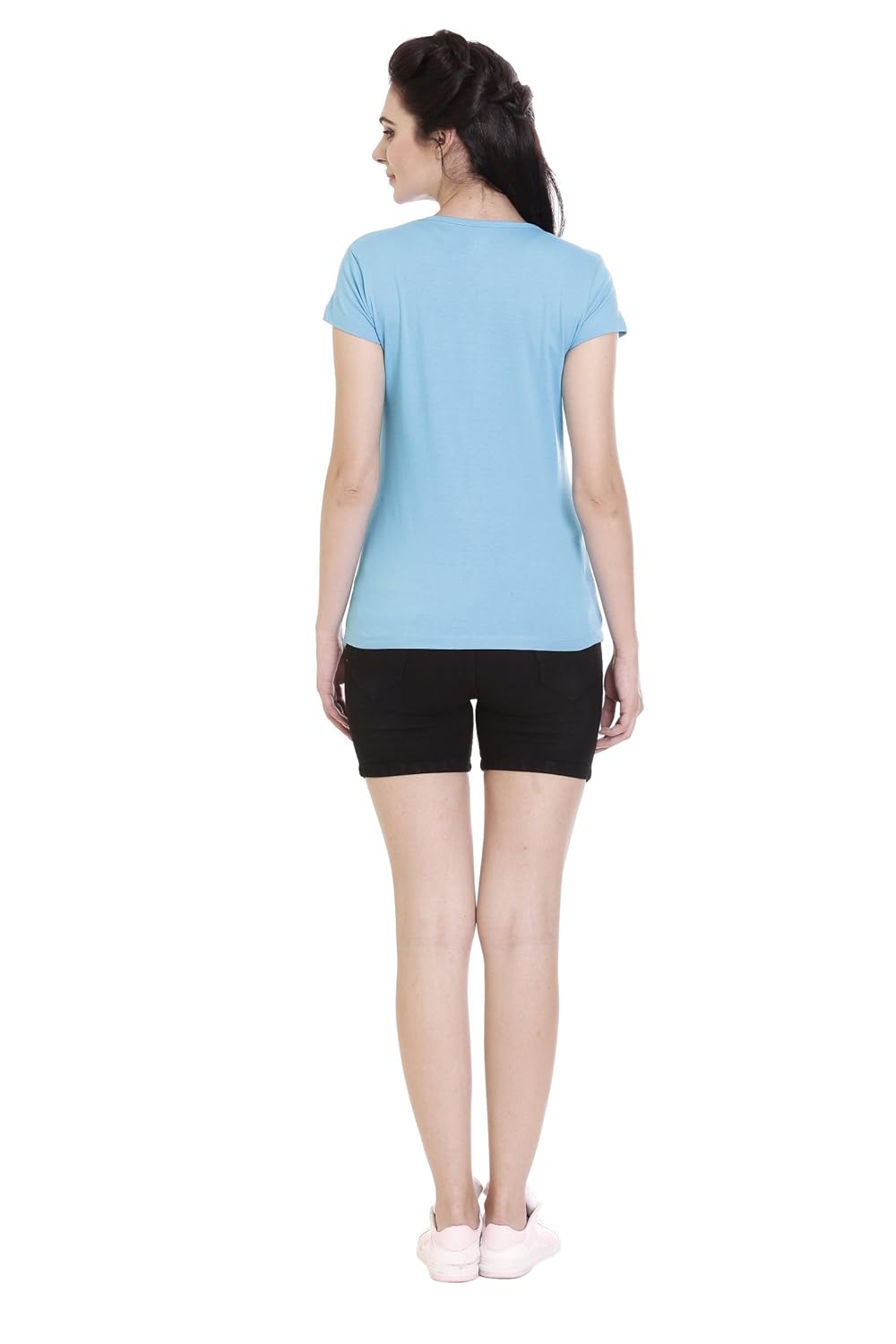 goldstroms solid women's round neck printed sports/yoga/casual t-shirt/top