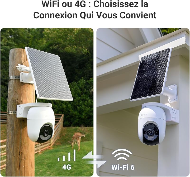 2K+(4MP) 4G/Wi-FI Camera Solaire Exterieur CB8 Lite & 5W Solar Panel