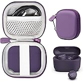 CaseSack Case for JLab Go Pop+,Go Air Pop, Air Tones+/ Tones, JBuds Mini True Wireless Earbuds, Compact Organizer for The Charger case and Charger Cord (Purple)