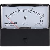 BAOMAIN DH-670 DC 0-15V Class 2.5 Analog Panel Volt Meter | DC 0-15V panel voltmeter for easy voltage testing. Class 2.5 accuracy with clear scale.