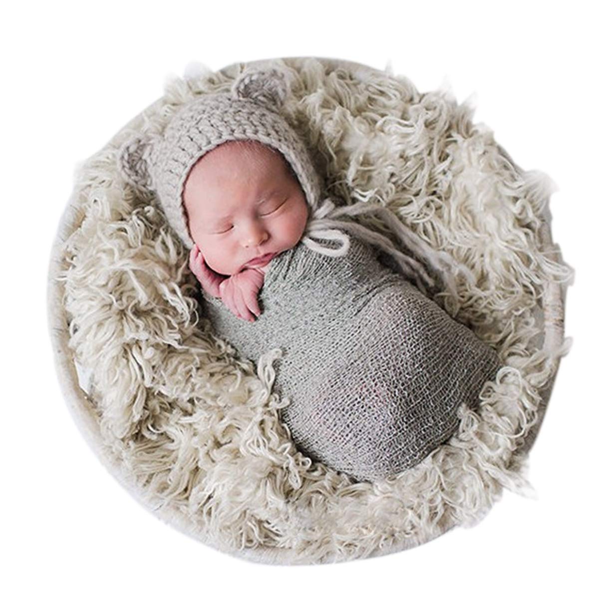 Photo 1 of Sunmig Newborn Baby Stretch Wrap Photo Props Wrap-Baby Photography Props (Light Grey)