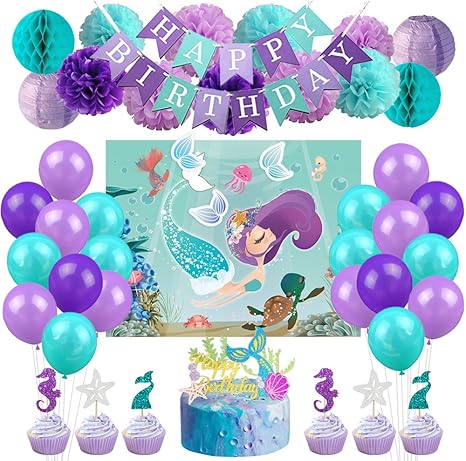 Mermaid Party Decorations Kit Under The Sea Party Supplies For