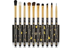 Docolor Eye Makeup Brushes 10Pcs Skull Printed Eyeshadow Makeup Brush Set Blending Concealer Eyebrow Eye Liners Premium Synthetic Eyeshadow Crease Brow Brush