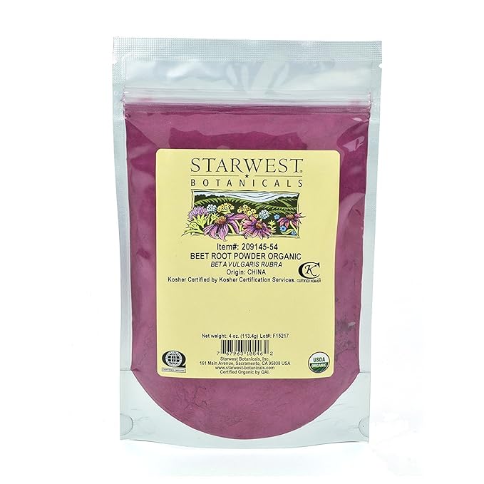 Starwest Botanicals Organic Beet Root Powder, 4 Ounces Herbal Supplements