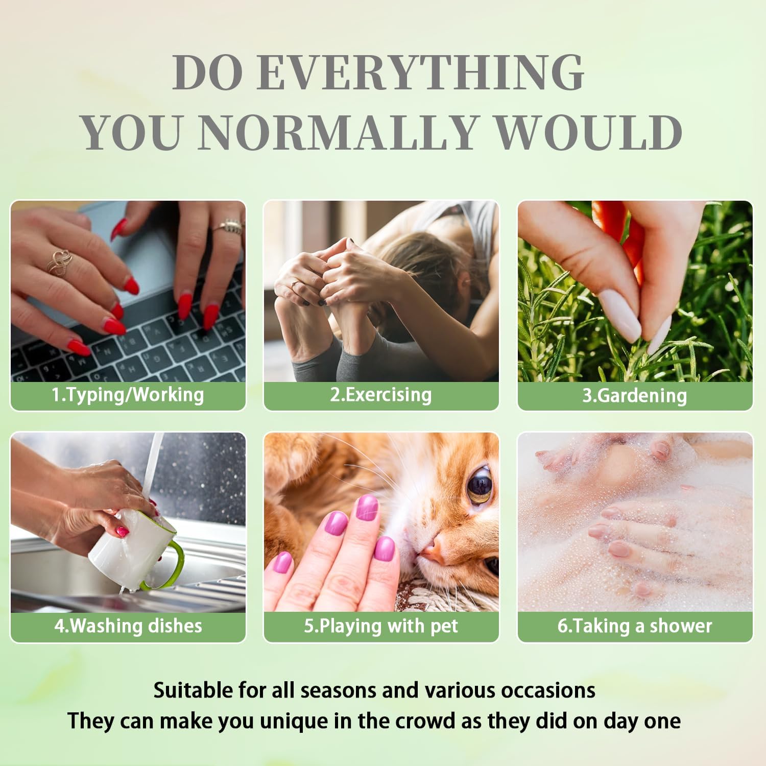 KQueenest All White Press on Nails Short Medium Square Glue on Set, Solid Color Fake Coffin Acrylic Gel Nails for Women, Reusable False in 24 Pcs - Image 6