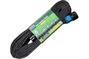 Hlinker Flat Soaker Hose 15 FT for Garden Beds, 15Ft 1/2" Linkable Consistent Drip Irrigation Hose Save 80% Water, Leakproof Heavy Duty Double Layer Sprinkler Hose