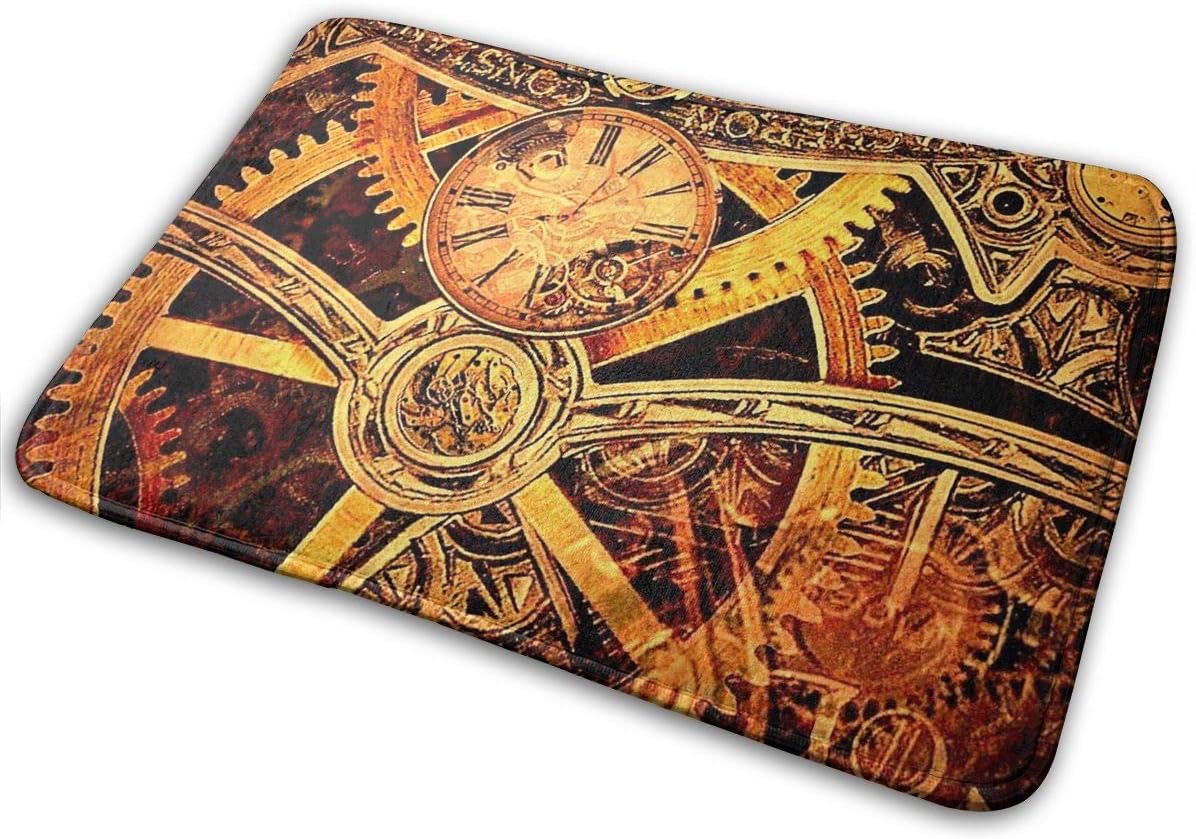 Jianyue Abstract of Steampunk Watch Doormat Entrance Mat Indoor Outdoor Entry Garage Patio Shoe Rugs Front Door Bathroom Mats Rubber Non Slip (23.6"x15.7",L X W)