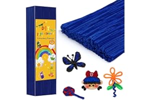 Iuuidu Pipe Cleaners Chenille Stem, 300PCS Pipe Cleaners Craft Supplies, Fuzzy Sticks Pipe Cleaner Brush for DIY Art Creative Craft Decorations (Royal Blue)