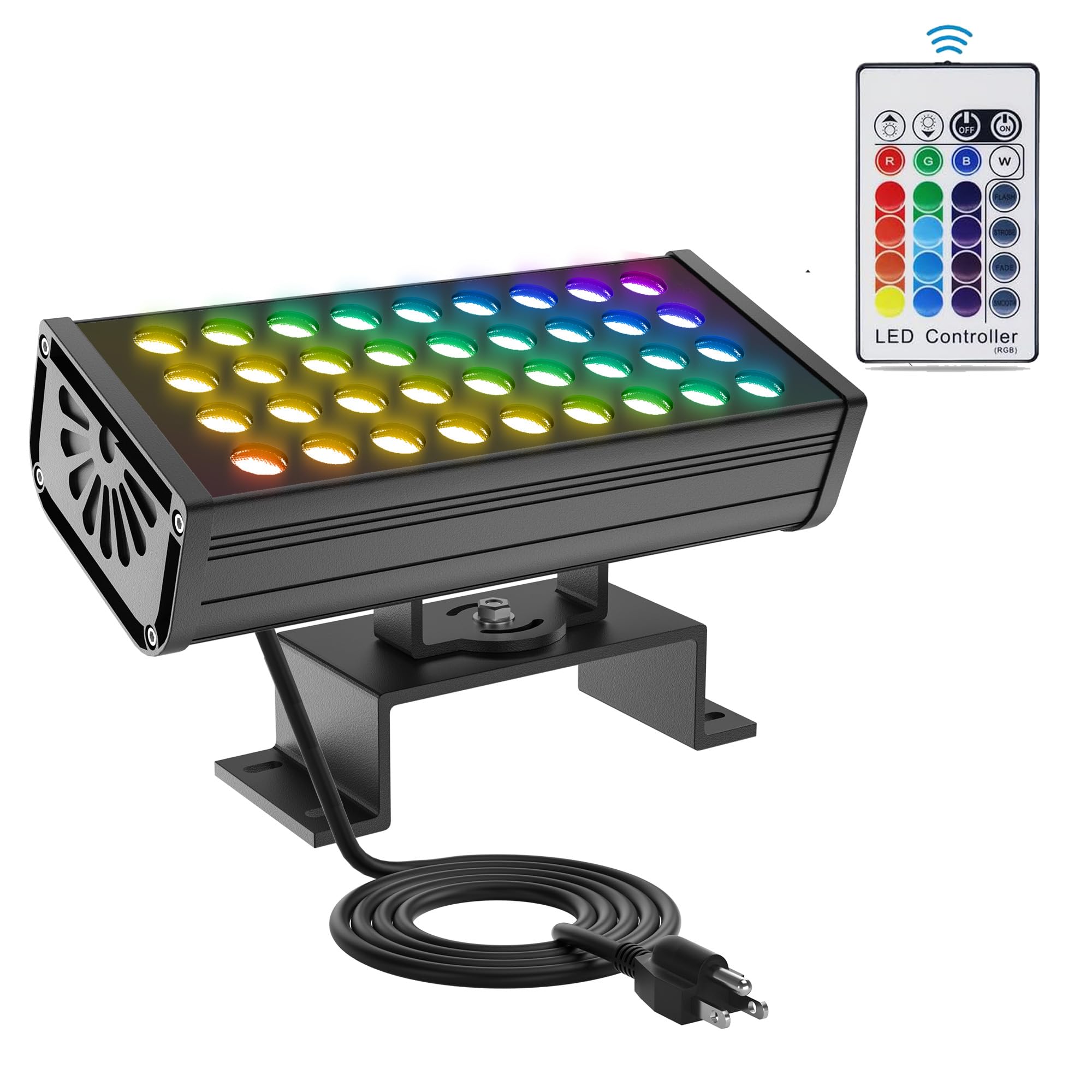 Photo 1 of Yasotek LED Wall Washer Lights RGBW 6000K Color Changing with RF Remote, Dimmable 144W Flood Lights for Church, Bridge, Hotel, Yard, Party, Wedding, Building Wall Decorations?Black or Sand Silver?