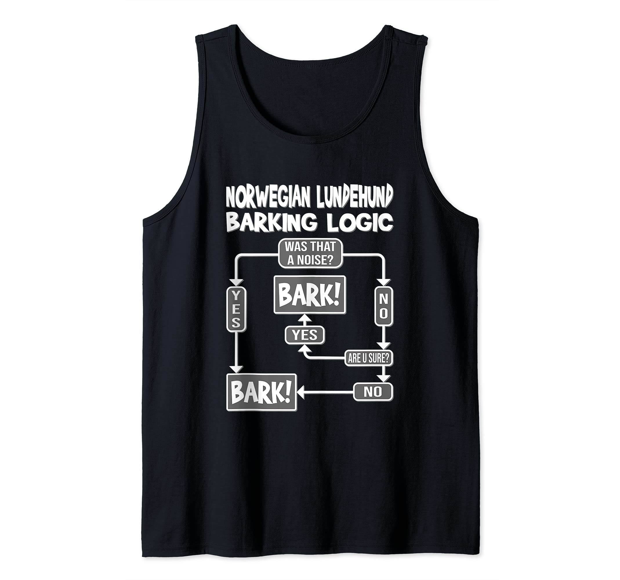 Dog Barking Logic, funny dog gift, Funny Norwegian Lundehund Tank Top