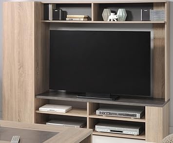 Expendio Tv Wand Fumio 5 Eiche Natur Nachbildung Steinoptik 166x138cm Tv Mobel Wohnzimmer Wohnwand Schrankwand Amazon De Kuche Haushalt