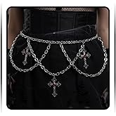 ELABEST Cross Waist Chain Belt Y2k Gothic Chunky Layered Waist Chains Charm Punk Accessories for Women