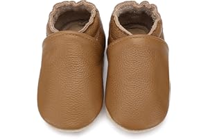 Aijoviko Genuine Leather Baby Booties Soft Sole Toddler Walking Shoes Flexible&Breathable Baby Slippers for First Walkers Boys Girls