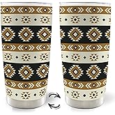 MOTERMATE Western Aztec 20oz Travel Coffee Mug Tumbler, Western Gifts for Women Men, Aztec Mexican Water Stainless Steel Tumbler with Lid and Straw Drinkware