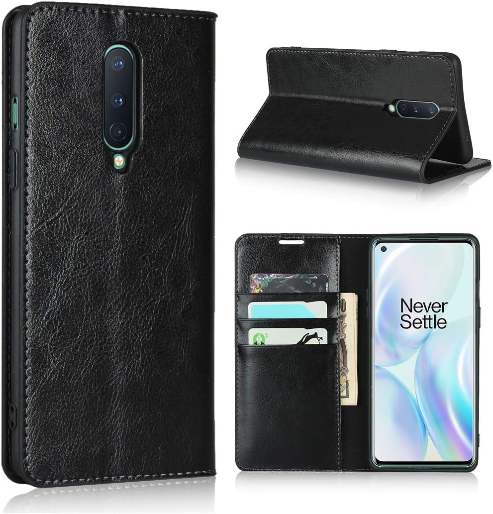 Copmob OnePlus 6 Case,Premium Flip Leather Wallet Case,[3 Card Slots][Bracket Function][Shockproof Soft TPU],Protective Case Cover for OnePlus 6 - Black