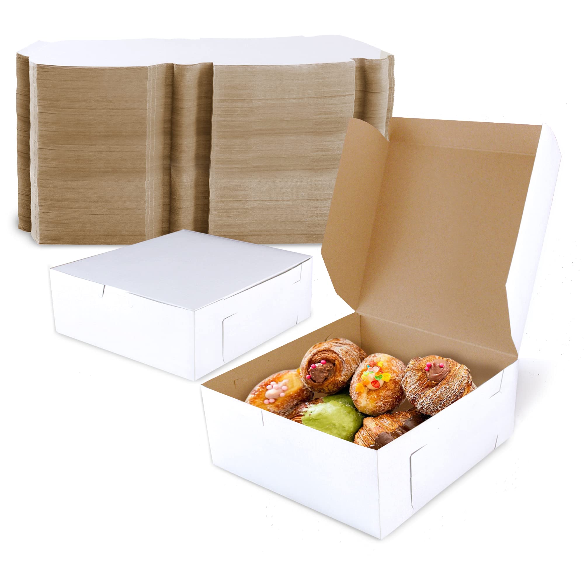 Buy [250 Pack] Pastry Boxes 6 x 6 x 3 Inches White Bakery Box for