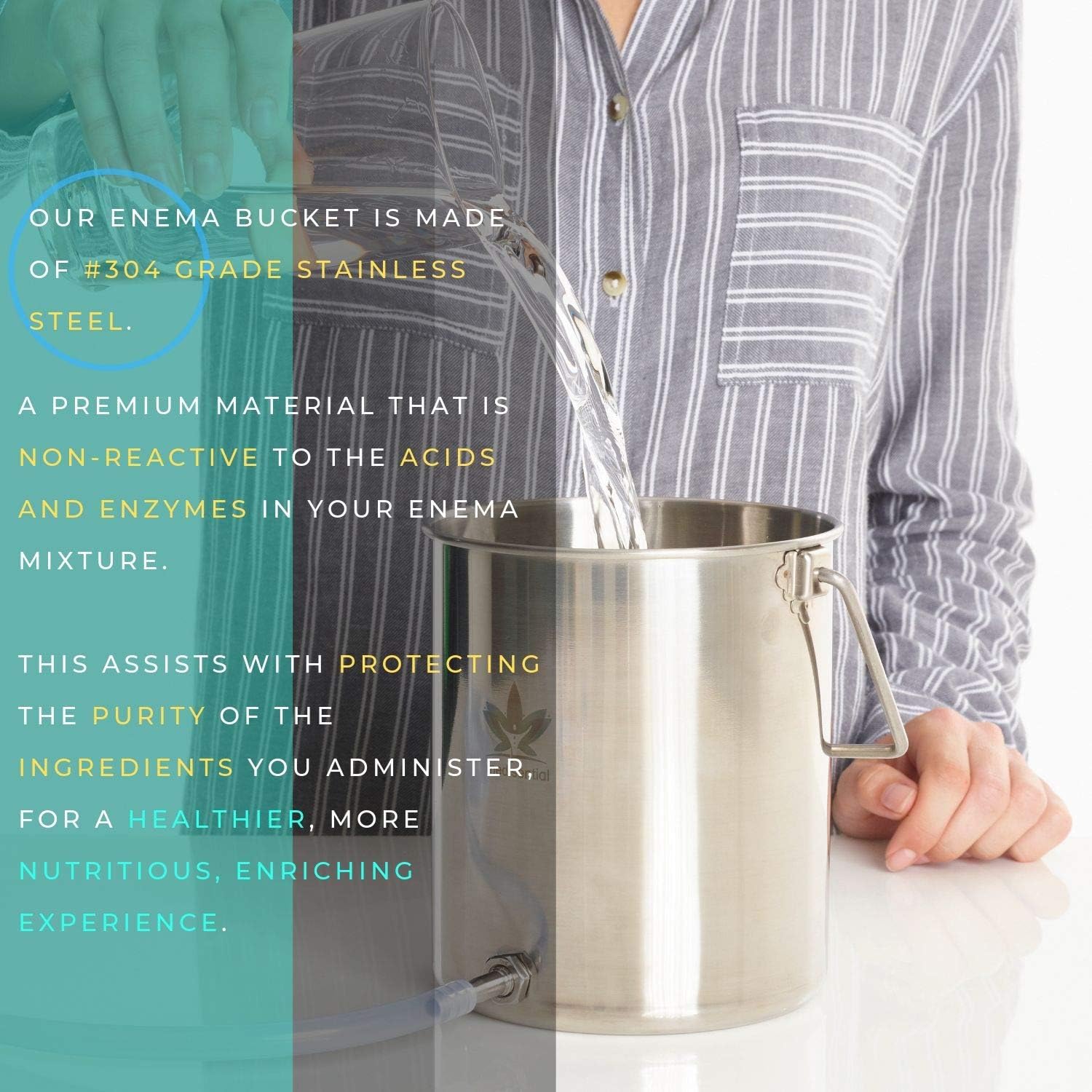 Medisential Enema Kit - Suitable for Coffee, Water and Gerson Therapy - Stainless Steel Bucket - Large for Home Use - Relaxing and Comfortable to Use - with Full Instructions Manual & Enema Bulb: Health & Personal Care