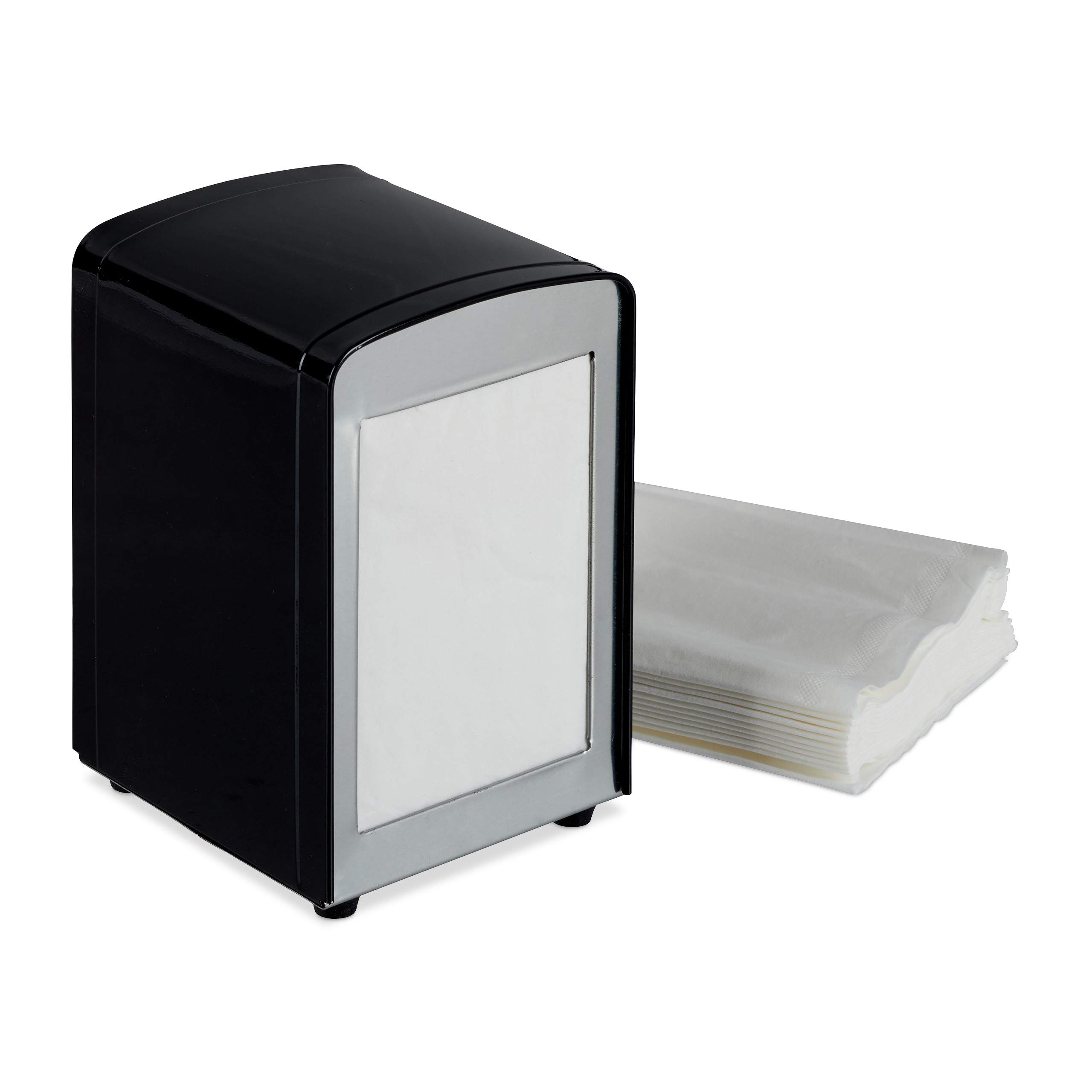 Relaxdays Napkin Dispenser Retro, Small Paper Serviettes, for Cafe, Bistro etc, HWD: 15x9.5x11, Black