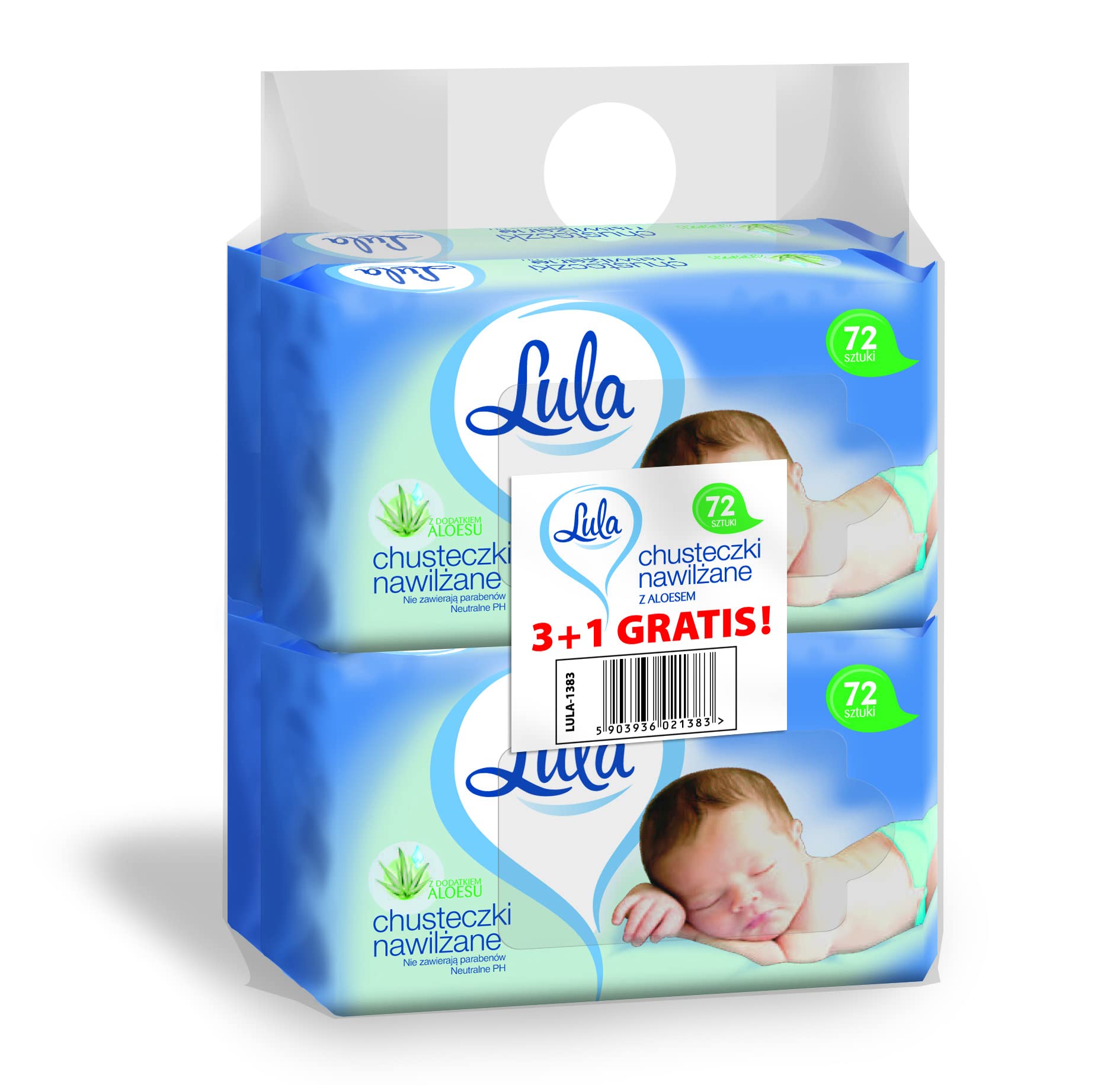 LULA Wet wipes with ALOES 72pcs 3pcs + 1pcs free
