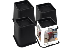 DEDU Bed Risers 6 Inch Heavy Duty 4 Pack, Furniture Risers for Sofas Oversized, Upgrade Couch Risers Supports Up to 1,1000 Lbs for Bed, Table, Desk, Chair (Black)
