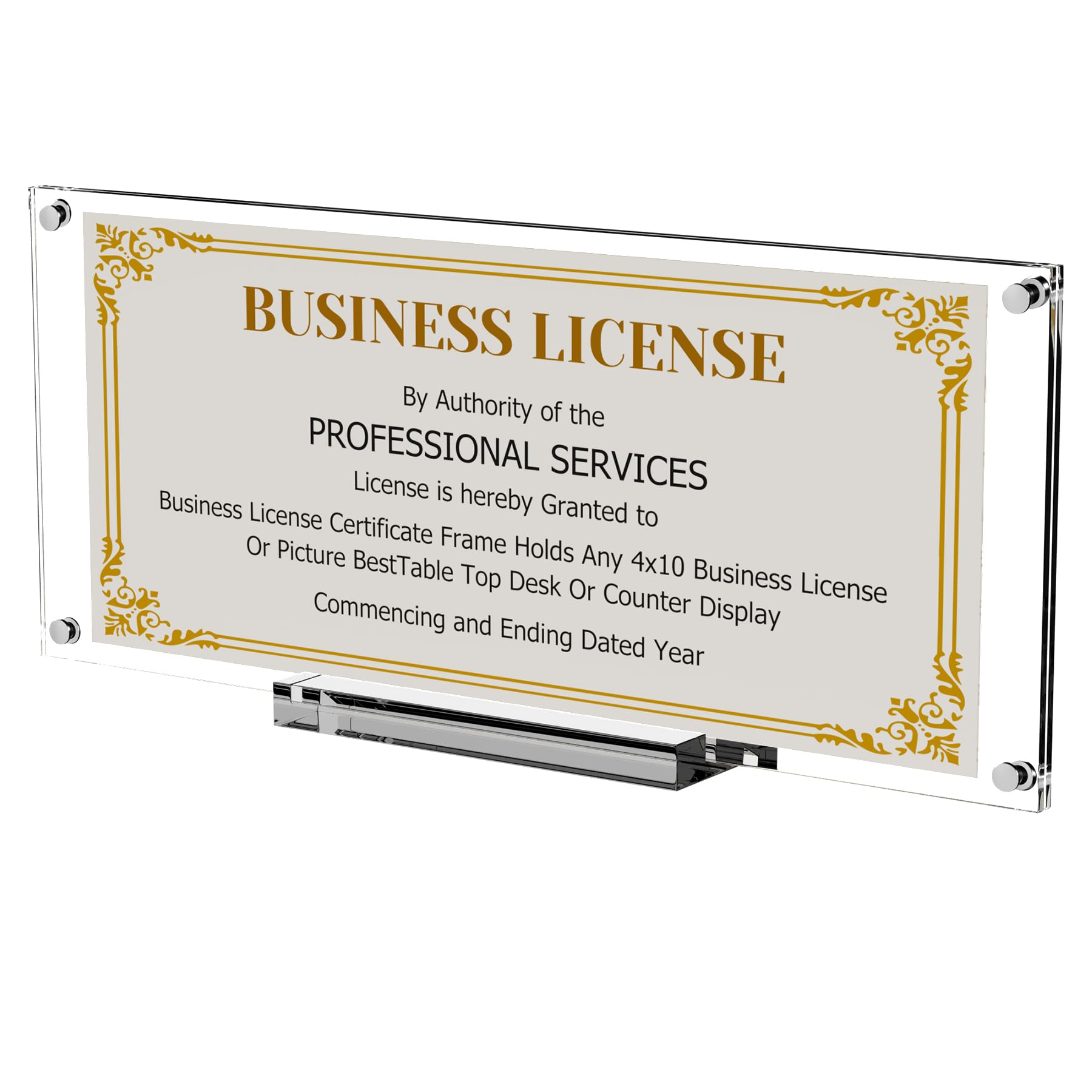 Photo 1 of Boloyo Acrylic Business License Display Frame, 10 inch 1PC Clear Display Stand Holder Easel Base Protector for 4x9 Business License Certificate Collectors