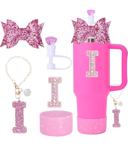 7-Piece Stanley Cup Accessories Set - Straw Lid, Boot, Spill-Proof Stopper, Handle Charm & More (Rose Pink)
