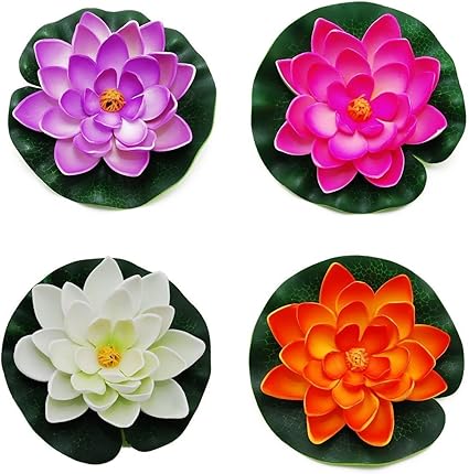 Amison Yigo Floating Pond Decor Water Lily Lotus Foam Flower 4pcs Amazon Co Uk Garden Outdoors