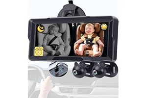 Thybro 1080P Dual Baby Car Camera: 6.8" Night Vision Monitor 2-Kids from Head to Toe at Once - USB Plug & Play Tool-Free Easy Setup for Two-Child Families on Daily Driving