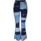 Aodrusa Women Frayed Patch Jeans High Waist Raw Hem Denim Y2k Pants Boyfriend