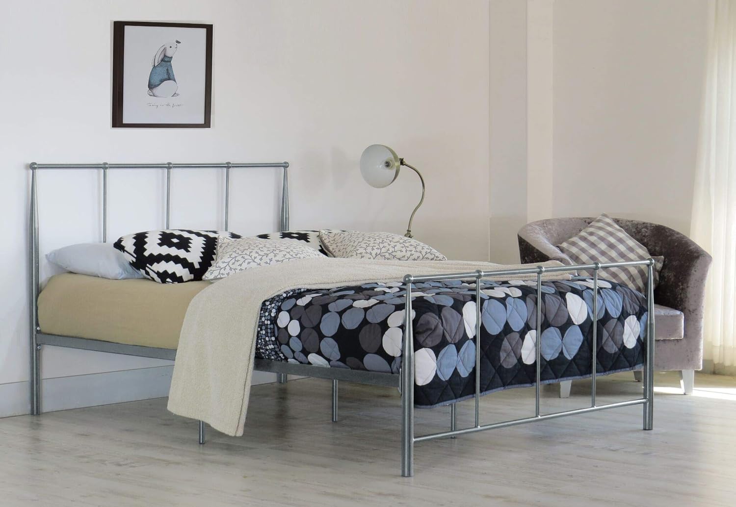 Comfy Living Metal Bed Frame Silver Black Single/Double/King Size With