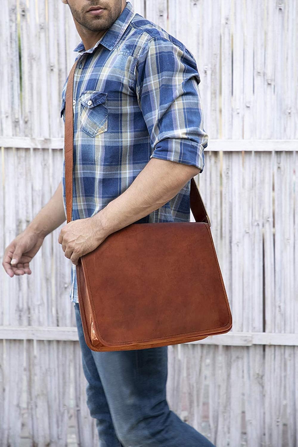 Rustic Town 15 inch Vintage Crossbody Genuine Leather Laptop Messenger Bag: Shoes