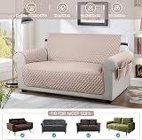 TAOCOCO 2 Seater Sofa Cover Khaki Storage Pockets Anti Slip Washable Protector view 5