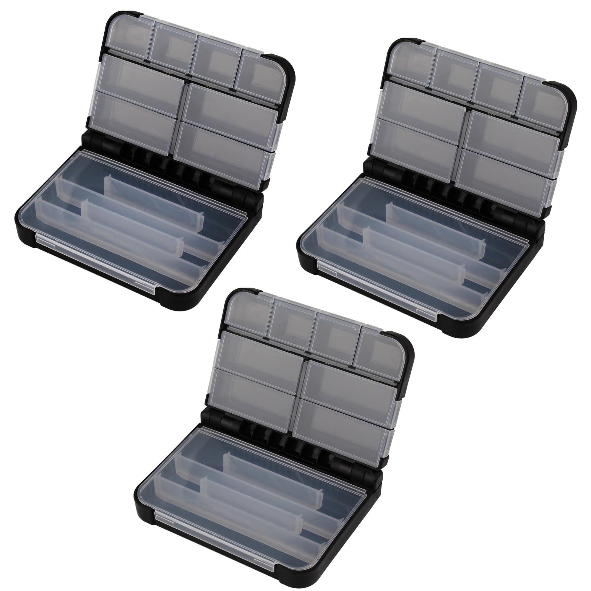 OKVGO Fishing Tackle Box for Fishing Accessories Storage, Organizer Box for Sea and Carp Coarse Fishing Lures Hooks Swivels Baits Beads Tube Sleeves Clips 13.2x9.6x3.7cm Size L 3pcs Set