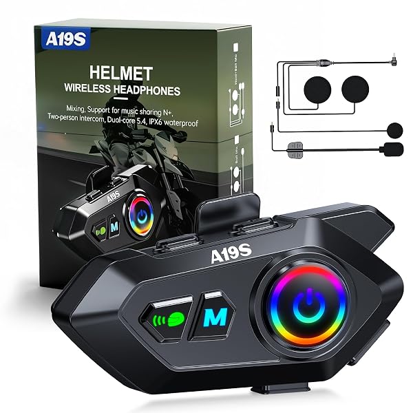 AURISOM A19S MOTORCYCLE HELMET BLUETOOTH HEADSET,2-WAY 1KM INTERCOM,DSP...