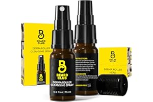 The Beard Club Derma Roller Replacement Head & Cleansing Spray - 0.3mm Titanium Microneedles - Replace, Clean and Prolong Derma Roller Life