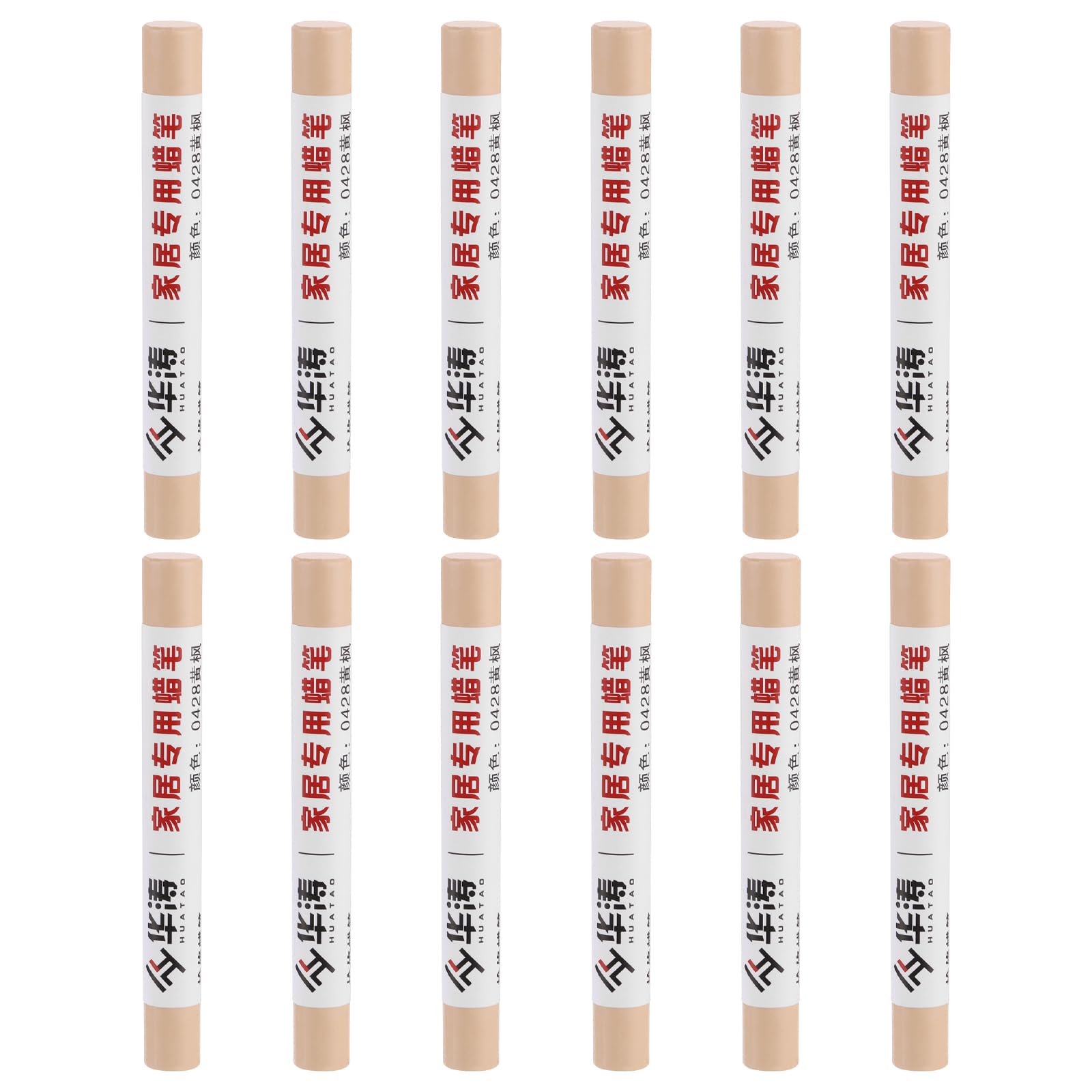 PATIKIL Furniture Repair Crayons, 12 Pcs Wax Wood Filler Sticks Wood Wax Crayons for Scratches, Wood Floor, Holes, Tables, Yellow Maple