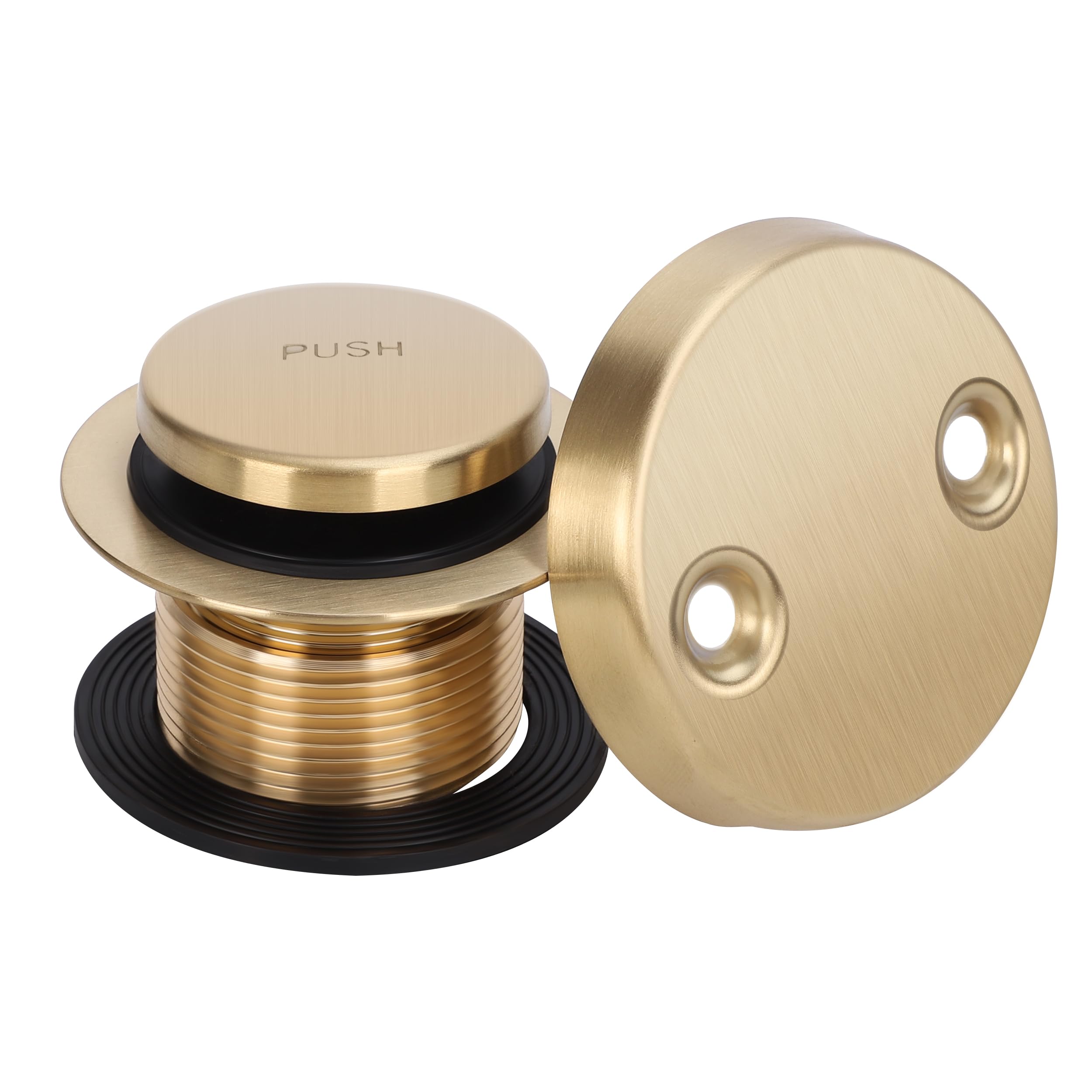 Photo 1 of PRIMSOPH Tip-Toe Tub Drain Trim Kit with Two Hole Overflow Faceplate Conversion Kit Assembly Universal Fine Coarse Thread Replacement Brushed Gold